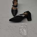 Women's Chunky Heel Pumps Cross Strap Closed Pointed Toe Dress Shoes (6.5, Matte Black)