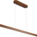 55 Inch Wood Linear Pendant Light Dimmable LED Kitchen Island Lighting with Remote Adjustable Hanging Chandelier for Dining Room Bar Pool Table 30W Modern Farmhouse Fixture Walnut Color