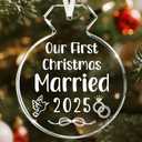 Our First Christmas Married Ornament 2025  Newlywed Gifts for Couples  Glass Wedding & Engagement Party Decoration for Women, Fianc, Bride-to-Be, Newlyweds  Christmas Tree Keepsake Decor