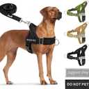 SlowTon No Pull Dog Harness - Heavy Duty Dog Harness and Leash Set for Medium Large Dogs, Reflective Tactical Harness with Soft Padded and Front Clip for Easy Walk and Training (Black L)