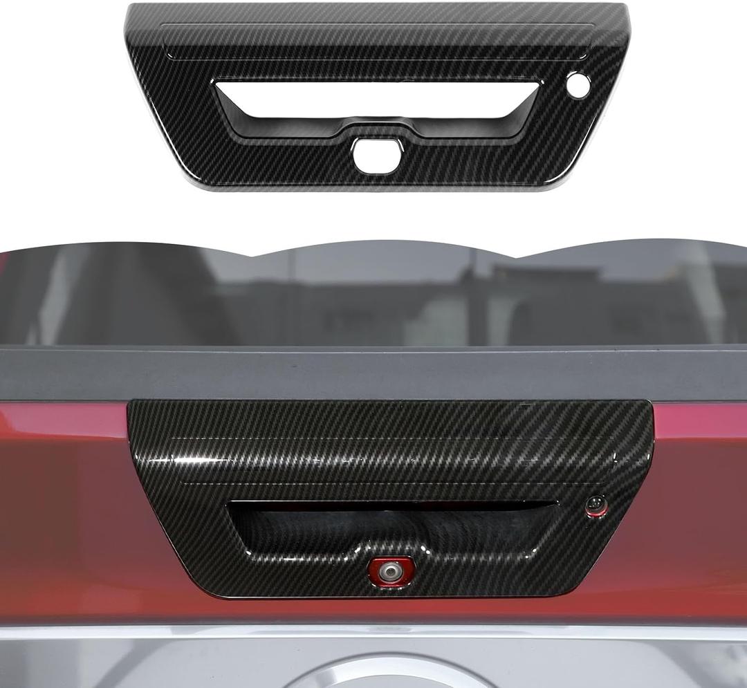 RT-TCZ Tailgate Handle Cover with Camera Hole Rear Door Handle Cover Trim Decoration Exterior Accessories for Ford F150 2015-2020 (Carbon Fiber)