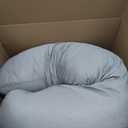Momcozy J-Shaped Pregnancy Pillow for Sleeping with Cooling Cover, Side Sleeper Support for Belly, Hip & Leg, Deep Grey, 48inch