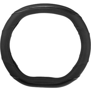 X AUTOHAUX 35cm 13.78'' Car Steering Wheel Cover for 3008 4008 5008 D Type Flat Bottom Micro Fiber Leather Protector Cover for Automotive Interior Black