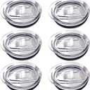 6 Pack 20 oz Skinny Tumbler Replacement Lids Plastic Splash Covers tops for 20 oz coffee cup lids Clear Cup Covers for 2.64 Inch Mouth Tumbler Cooler