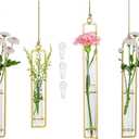 Glasseam Plant Propagation Wall Hanging Terrarium, Propagation Station Glass Planter Set of 6, Propogation Planters Test Tube Vase for Hydroponic Flower Bathroom Bedroom Decor Gift for Women,Gold (S+M+L-2 sets)