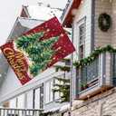 Artscope Merry Christmas Tree House Flag 28x40 Inch Double Sided, Seasonal Outdoor Winter Xmas Flag for Yard Farmhouse Holiday Decoration-Red