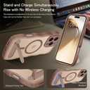 GUAGUA Magnetic for iPhone 16 Pro Max Case with Stand, Cute Wavy Shape Design Shockproof Magnetic Case with Foldable Invisible Stand Compatible with MagSafe for 16 Pro Max 6.9'', Desert Titanium