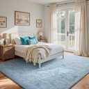 5x7 Ft Shag Area Rug for Bedroom, Ultra Soft Fluffy Furry Rugs for Living Room Indoor Floor, Aesthetic Carpet for Kids Home Decor (Light Blue)