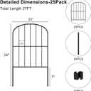 Decorative Garden Fence 25 Pack Animal Barrier Fence 27ft (L) x 24in (H) Rustproof Metal Wire Section Edging Fencing Panel for Outdoor Yard Landscape Patio, Arched