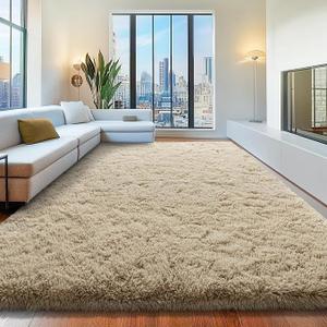 8x10 Light Tan Fluffy Shaggy Area Rug, Soft Large Carpet for Living Room
Large Aesthetic Rug for Nursery, Kids Room; Soft Plush Shag Carpet, Ideal for Indoor Home Decoration