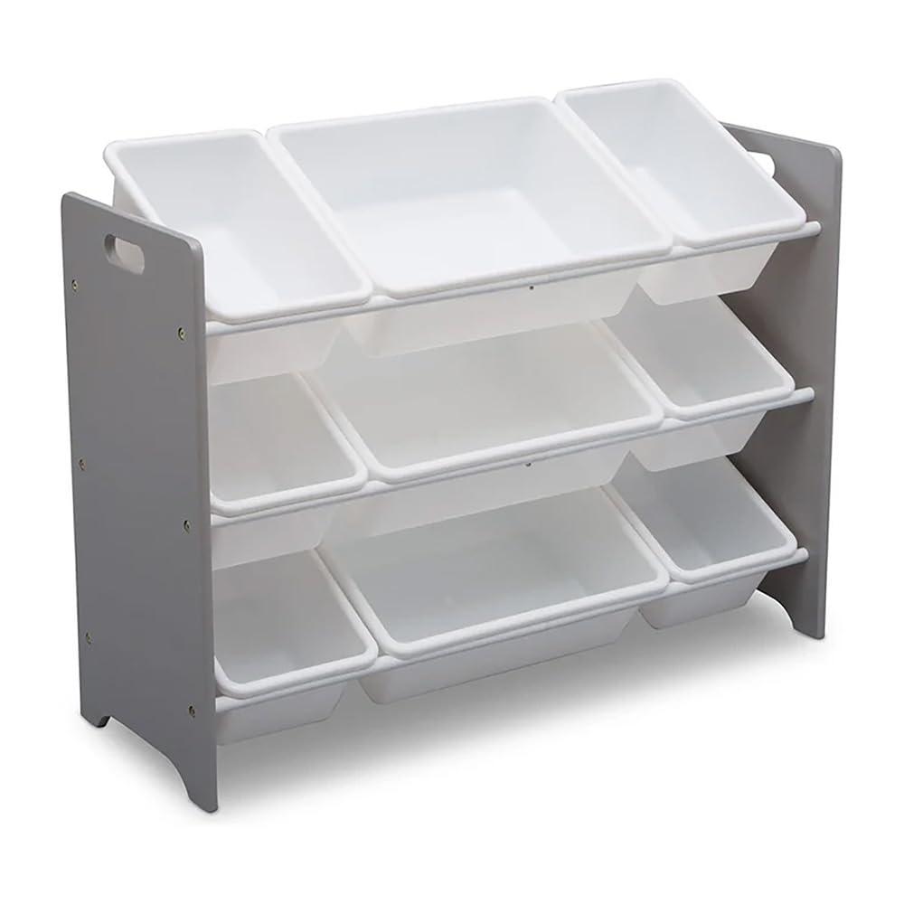 Delta Children MySize 9 Bin Plastic Toy Organizer - Greenguard Gold Certified, Grey, 33.37x11.75x23.5 Inch