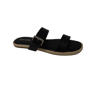 KENSIE Flora Espadrille Slide Sandal In Black 7.5