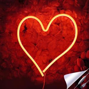 Britrio LED Neon Light Sign, 13.4x12.6 Heart Shape Neon Sign Wall Hanging Sign Wall Art for Bar Bedroom Living Room Kids Room Party,Home Decor Neon Night Light USB Powered(Red Heart)