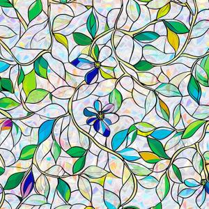 SOMWISE Rainbow Stained Glass Window Privacy Film,Heat Blocking Decor Cling | Static Cling & Removable, UV & Sun Blocking Anti-Glare, Renter Friendly for Front Door & Bathroom, Easy to Cut, 17.5x78.5