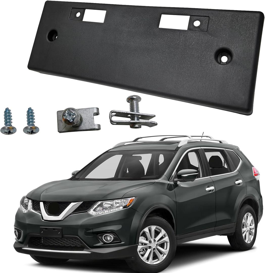 Front License Plate Frame Tag Holder Mounting Bracket Fits for 2014 2015 2016 Nissan Rogue Textured Black Replace 962104BA0A