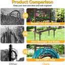 Garden Hose Holder Hanger Freestanding, Upgraded 4-Spike Heavy Duty Storage Reel Stand, Holds 150ft Hose for Outside Yard Lawn (Rustic Floral, Metal)