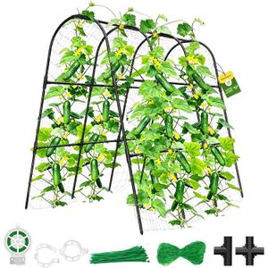 Cucumber Trellis for Raised Bed,U-Shape Garden Trellis for Climbing Plants Outdoor, Metal Arch Vegetables Trellis, Plant Support for Vine (Black, 47.2" Lx21.6 WX47.2 H-Medium)
