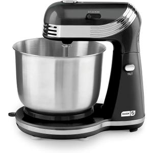 Dash Stand Mixer (Electric Mixer for Everyday Use): 6 Speed Stand Mixer with 3 qt Stainless Steel Mixing Bowl, Dough Hooks & Mixer Beaters for Dressings, Frosting, Meringues & More - Black