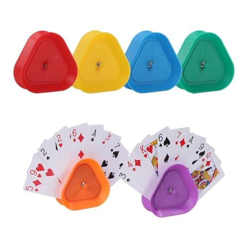 GHERPTE Playing Card Games Holder,6 Pack Triangle Shaped Hands-Free Playing Card Holder for Kids, Adults, Seniors, Poker Parties, Family Card Game Nights & Classroom Activities, 6 Colors