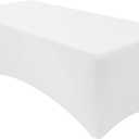 8 Ft White Stretch Tight Fit Spandex Rectangular Folding Tablecover for 30Wx96Lx30H Folding Patio Tables, Banquet,Party