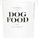 Harry Barker Bon Chien Dog Food Storage Canister Large 11 gallon, Airtight Stainless Steel Pet Food Container, Stylish Kitchen Counter Dog Kibble Storage with Easy-Open Lid - White