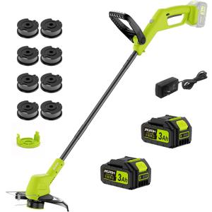 20V String Trimmer Cordless with 2x3.0Ah Battery and Charger, Battery Powered Grass Eater String, Electric Lawn Mover, 2 in 1 Trimmer & Edger Lawn Tool Grass Cutter with 8 Spool Lines for Garden, Yard (Green)