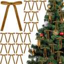 Khaki 24 Pcs Velvet Bows Christmas Tree Ornaments Valentines Day Bows Decoration for Garland Home Coquette Wedding Decor (5 x 7 Inch,Width of 5/8")