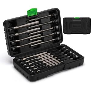 TecoTek 20-Piece 3/8 Inch Drive Extra Long Allen Hex Bit Socket Set, SAE (1/8"-7/16) and Metric (3mm-12mm), CR-V & S2 Alloy Steel, Enhanced Storage Case
