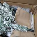 DWVO 6ft Prelit Flocked Aspen Fir Christmas Tree with Bulbs and Lights, Full Artificial Xmas Tree with 1336 Metal Hinged PE & PVC Flame Resistant Branches, 46 Bulbs and 270 Lights Remote Controlled