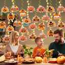 2 x 33Pcs Thanksgiving Decorations Hanging Swirls Turkey Hanging Decorations with Lights for Thanksgiving Party Home Office Classroom Indoor Decor