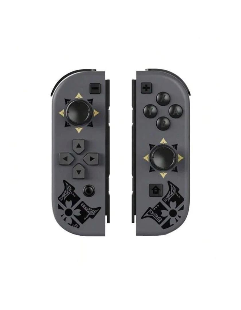Tns-1864 1set Of Gray+Patterned Wireless Game Controller With Dual Vibration, Six-Axis Motion Sensor And One-Button Wake-Up Function, Suitable For Switch Lite And Switch Oled Game Consoles