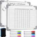 Lincia 12 x 16 Magnetic Dry Erase Chore Chart Board for Family Adults Double Side Family 2 in 1 Combo Chore Board Weekly Calendar Aluminum Frame for Wall 8 Markers 1 Eraser(Adults Style)