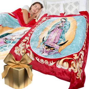 Virgin Mary Blanket 75"Wx90"H Holy Mother Religious GuadalupeKorean knitted mink . As "adult bed throw bedspread quilted comforter lightweight bed cover coverlet" by Hiyoko