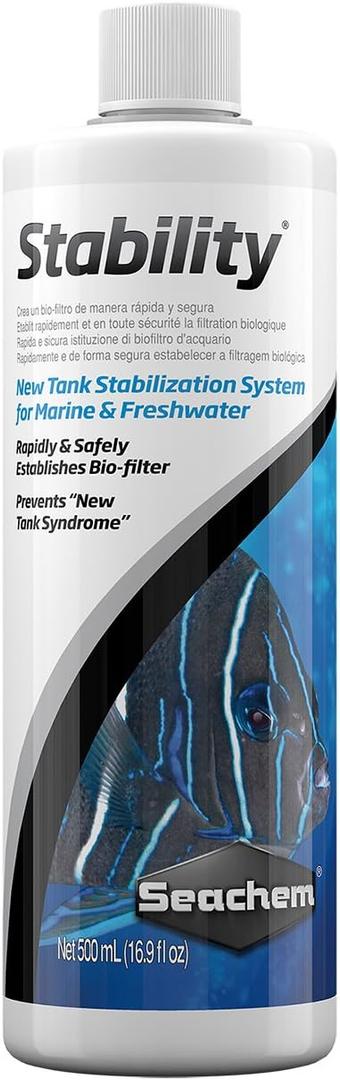 Seachem Stability Fish Tank Stabilizer - For Freshwater and Marine Aquariums, 16.9 Fl Oz (Pack of 1) (500 ml, Clear)