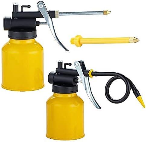 2-Pack Metal Yellow Pump Oil CAN with 3 Spouts
