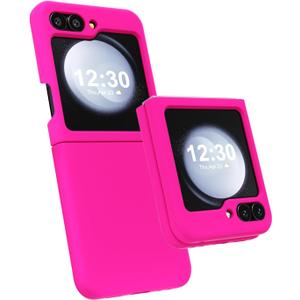 For Samsung Galaxy Z Flip 5 Phone Case Silicone, Fluorescent Neon Hot Pink Bright Color Jelly Gel, Minimalist Ultra Thin Slim Matte TPU Soft Rubber Grip Girly Cute Summer Case for Women Girl