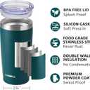 SUNWILL Travel Coffee Mug with Lid, 20 oz Tumbler Set of 2, Insulated Stainless Steel Cup for Drinks， Water, Tea, Powder Coated Forest Green & Plum