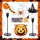 3 Set Halloween Pumpkin Candle Holders DIY Halloween Decorations Set Include Grimace Tealight Votive Candlestick Holders, LED Candle, Witch Hat, Spider, Ribbon to Create a Thrilling Atmosphere