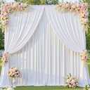 10 Panels 5x14ft White Backdrop Curtains for Parties, Wrinkle Free Polyester White Photo Backdrop Drapes 14 ft Long Back Drop Cloth for Wedding Birthday Photography Background Party