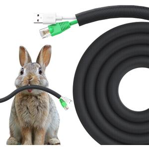 Dog and Cat Cord Protector 25ft - 3/8inch, Flexible Cable Sleeve for Easy Cord Management, Protects Cables from Pets Chewing, Ideal for USB, Power, Audio and Video Cords - Black