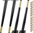 16 Inch Furniture Legs Black and Gold Heavy Duty Metal Replacement Legs for Chairs Sofas Cabinets