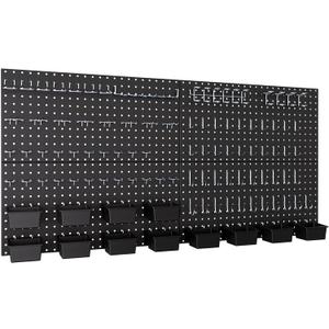 INCLY 158PCS Metal Pegboard Wall Organizer, 48x24 Inch Black Pegboard Panels Tool Organizer Kit with Accessories Hooks and Bins, Peg Board Utility Tool Storage for Garage Workbench Shed
