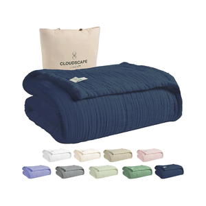 Soft 8 Layer 100% Cotton Muslin Blanket King Size for Bed, Lightweight and Breathable Summer Blanket,fits California King Size Bed, 92x108, Ensign Blue