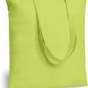TOPDesign 12-Pack Economical 16"x15" Apple Green Cotton Tote Bag, Lightweight Medium Reusable Grocery Shopping Cloth Bags, Suitable for DIY, Advertising, Promotion, Gift, Activity