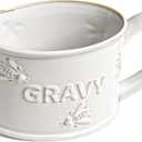 LE TAUCI 17oz Gravy Boat, Ceramic Sauce Boat for Salad Dressings, Creamer, Broth, Black Pepper, Set of 1, Arctic White, Bee Pattern