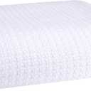 Elvana Home 100% Cotton Bed Blanket, Breathable Bed Blanket Twin Size, Cotton Thermal Blankets Twin, Perfect for Layering Any Bed for All Season, White