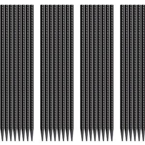 16 Inch Rebar Stakes 30 Pack Heavy Duty Ground Anchors with Chisel Point End Long Straight Steel Tent Stakes 3/8" Thickness Metal Spikes Black Coated for Concrete Timber Camping Garden Plant