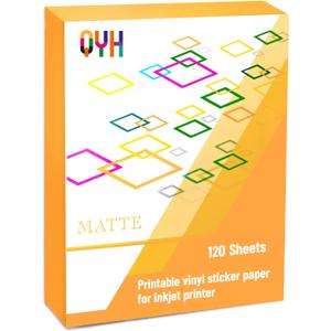QYH Premium Printable Vinyl for Inkjet Printer-120 Matte Waterproof Sticker Paper 8.5" x 11" White Decal Labels