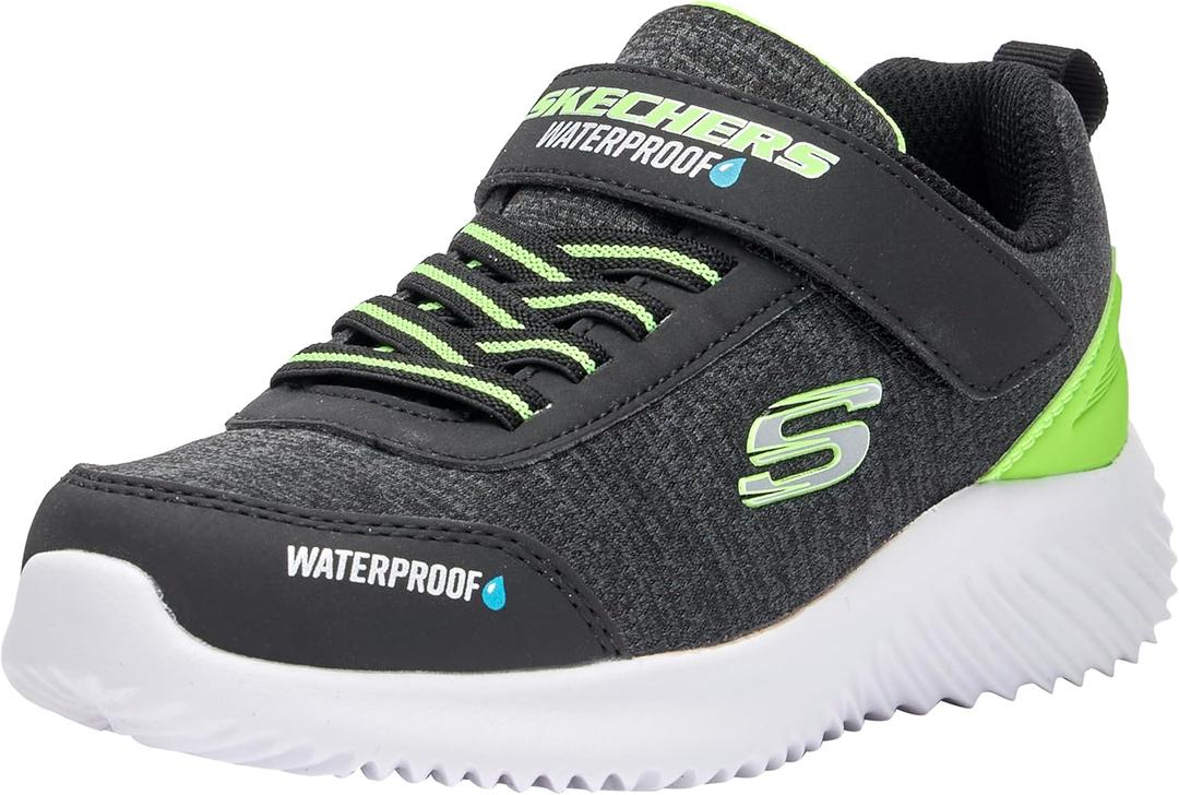 Skechers Boy's Bounder Dripper Drop Waterproof Sneaker (3 Little Kid, Black/Lime)