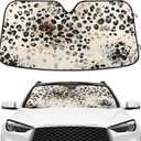 Brown Leopard Cheetah Print Windshield Sunshade Car Sun Shade Front Window Shade for Truck SUV Blocks UV Rays Sun Reflector Visor Protector Accordion Folding